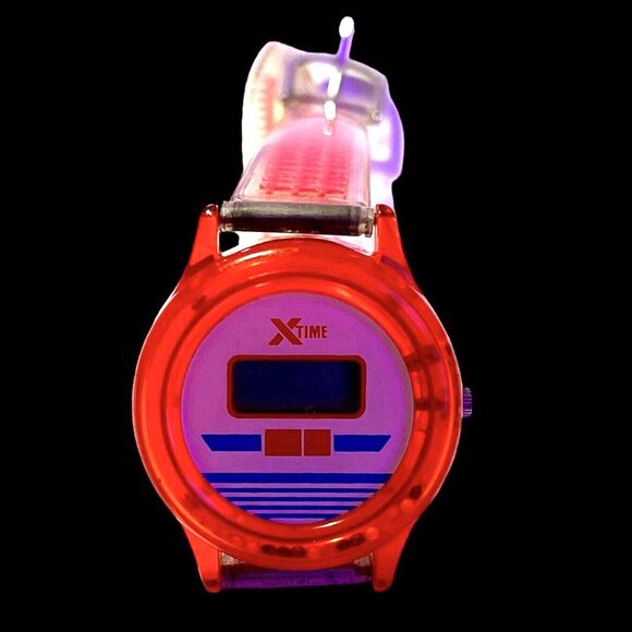 Vintage XTime Kids Watch Untested, PARTS ONLY, Red, Blue, Digital - Picture 3 of 7